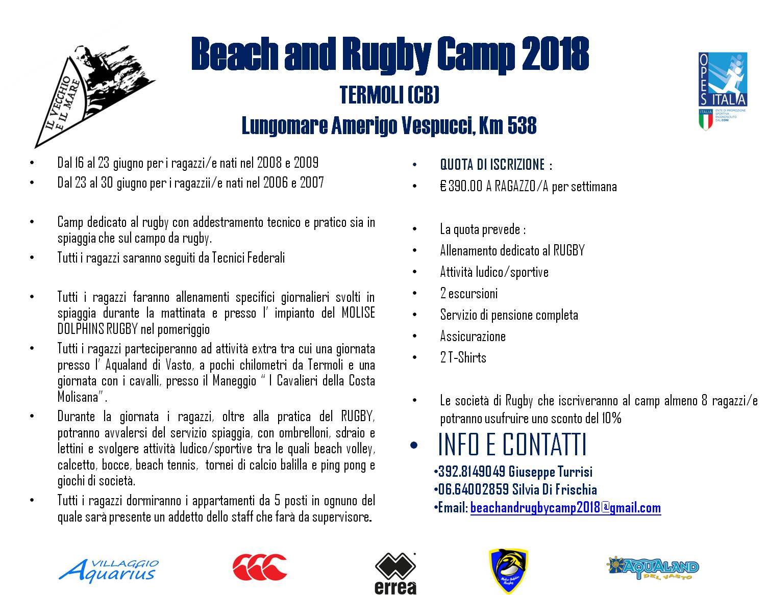 Beach and Rugby Camp – Termoli 2018